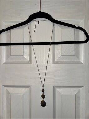 Long Silver Pendant Necklace